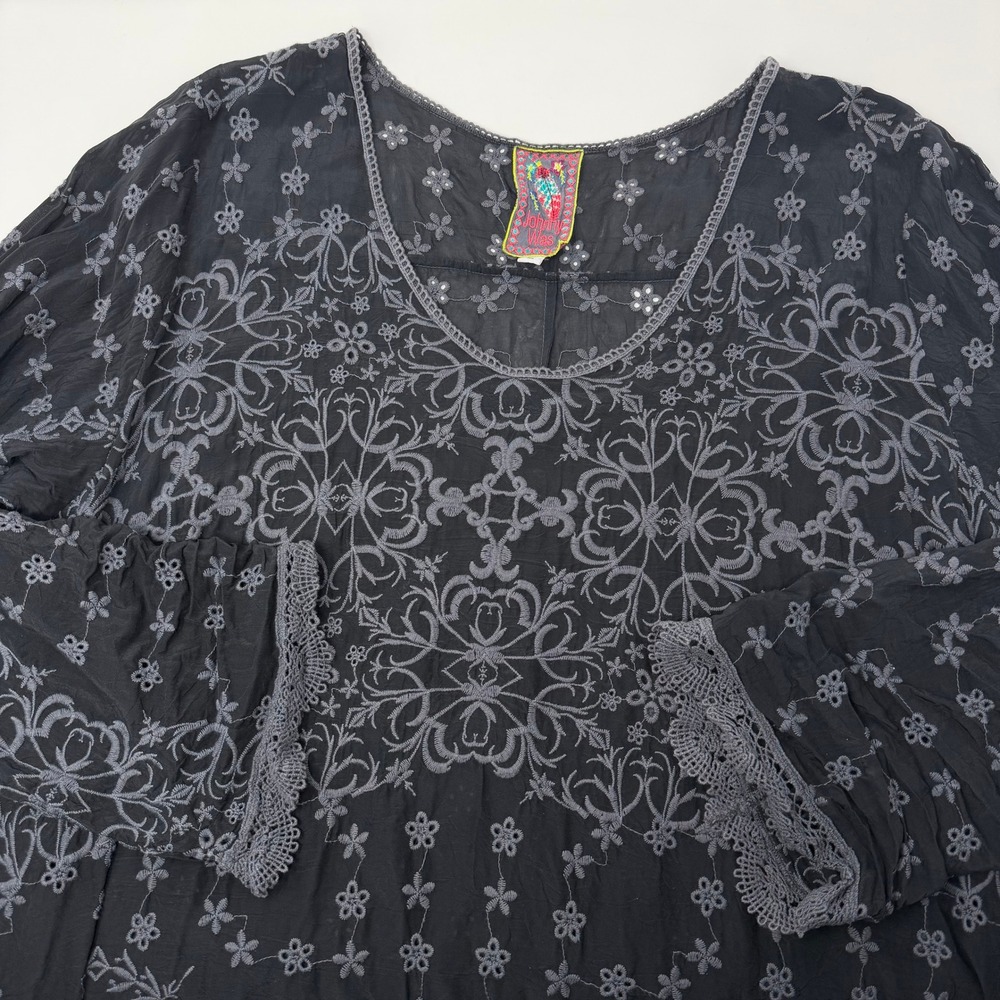Johnny Was Jossimar Flowy Tunic Embroidered Black Women's Size XL